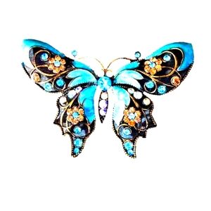 Nina Ricci for Avon Big Turquoise RS Butterfly Brooch